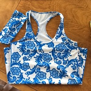 Lululemon Blue/White Racerback Tank Top - Sz 12